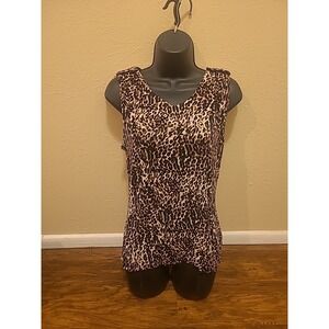 Worthington Life + Style Tank Top Womens PL Petite‎ Large Cheetah Print Blouse